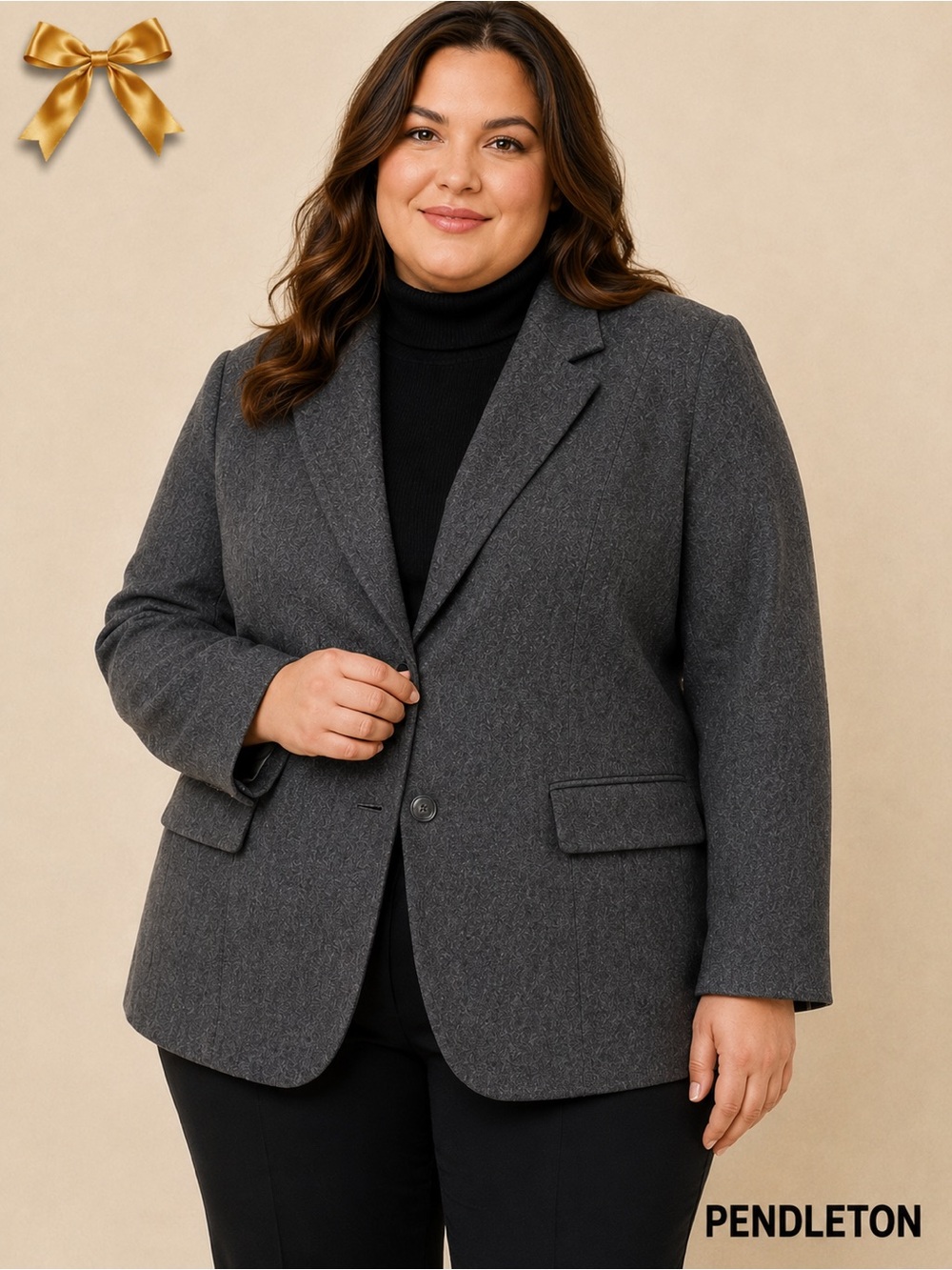 Pendleton Virgin Wool Gray Blazer Made in USA Women’s Jacket Size 16 Vintage - Picture 1 of 10